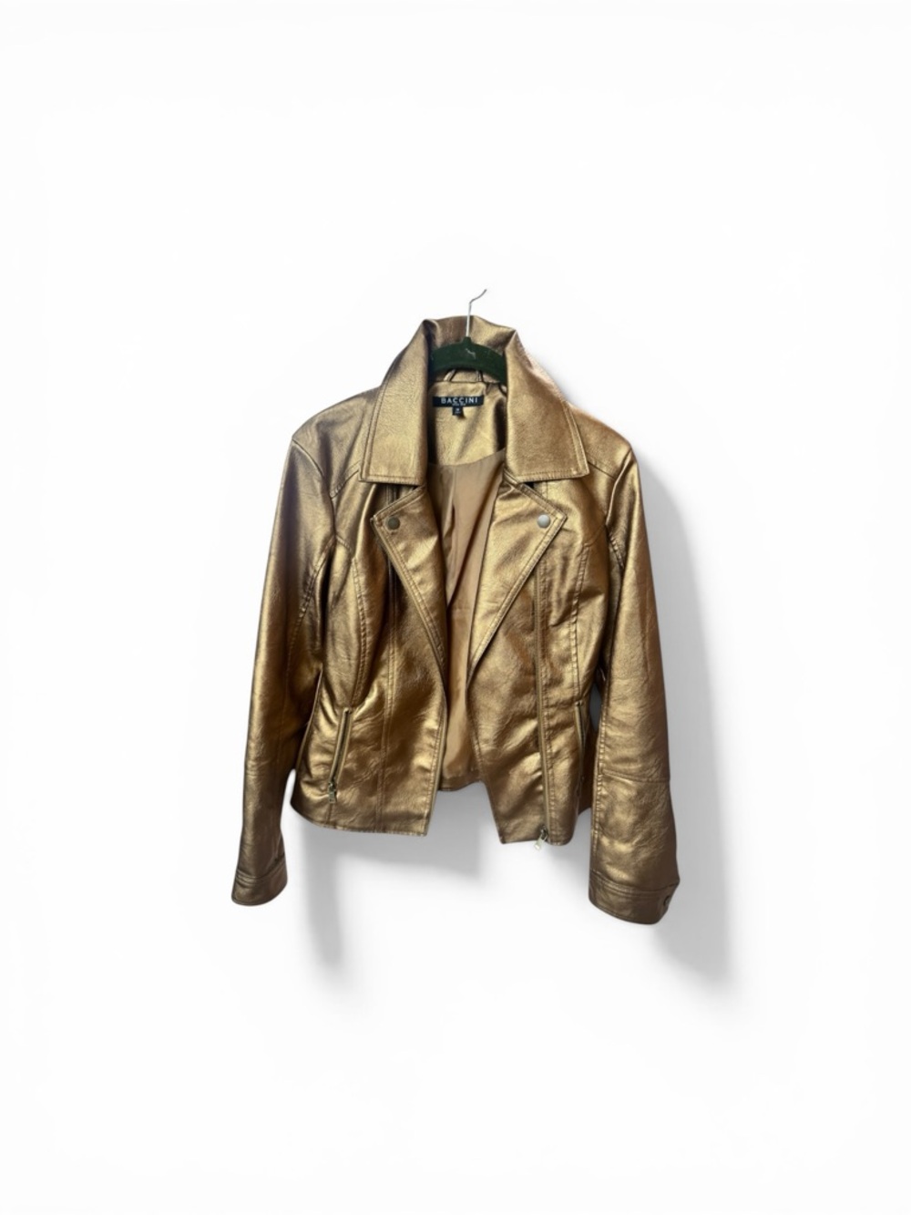 Baccini Metallic Bronze/Gold Faux Leather Moto Jacket - Picture 2 of 6